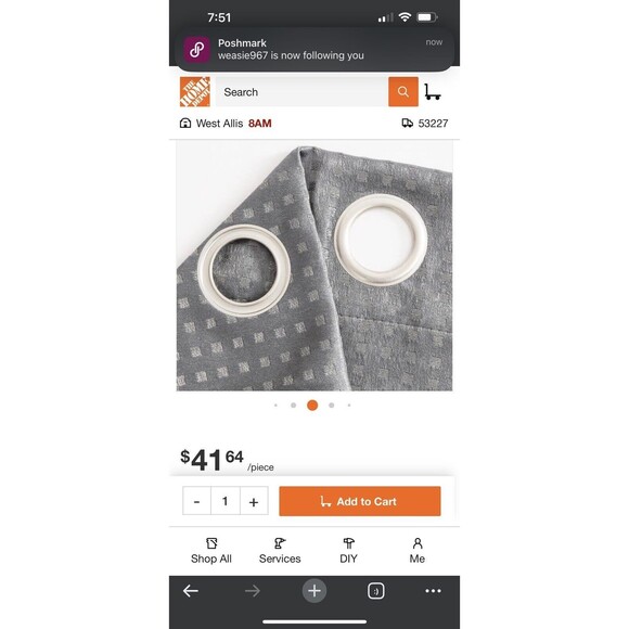 Dainty Home Times Square 3 Layer Grommet Blackout Curtain Panel (2)  76 X96in - Picture 3 of 4